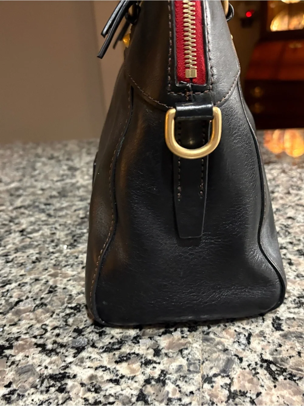 Dooney & Bourke FLORENTINE leather -  Cameron Satchel w/Red Double Zipper